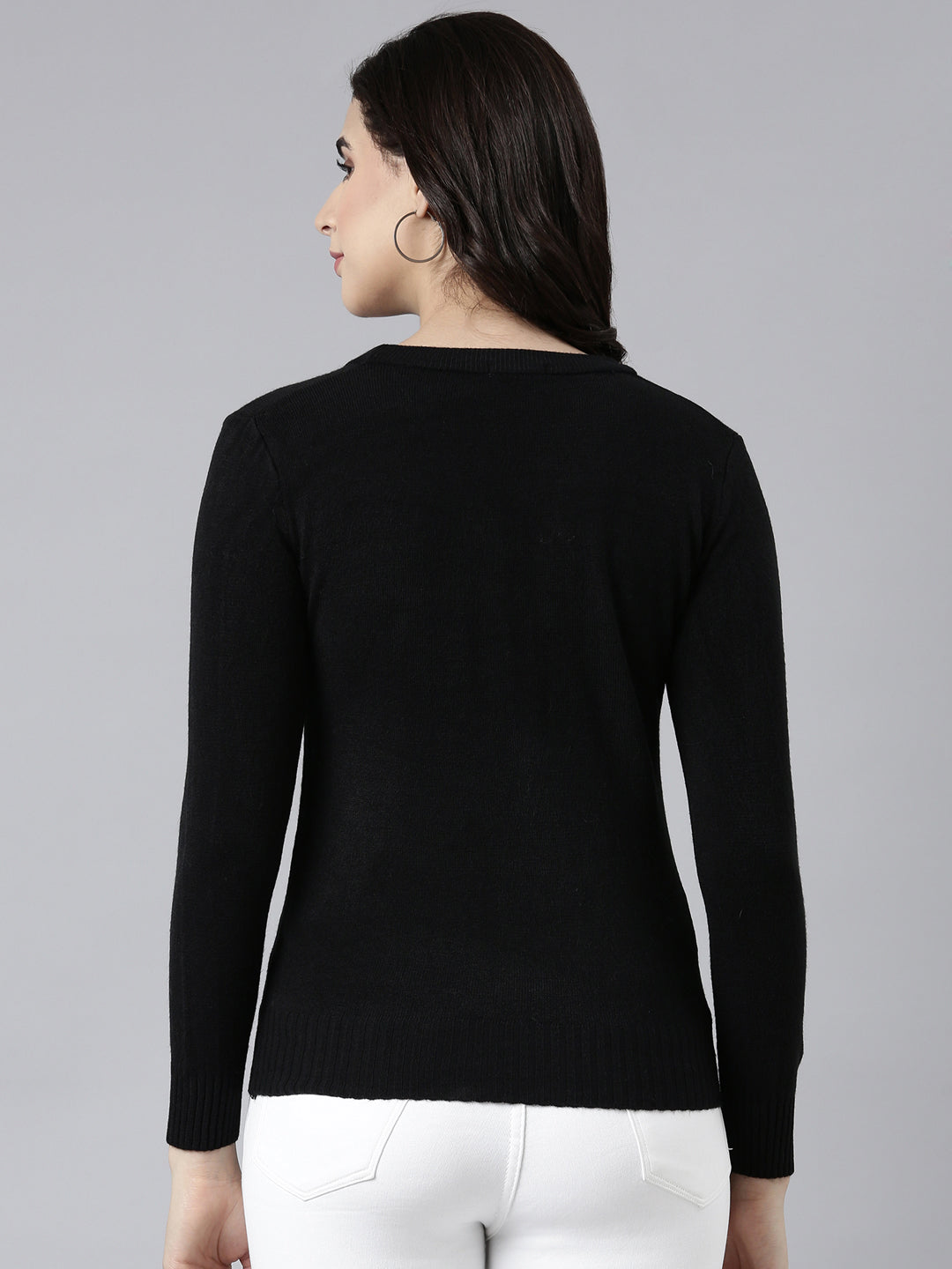 Women's Solid Black Cardigan