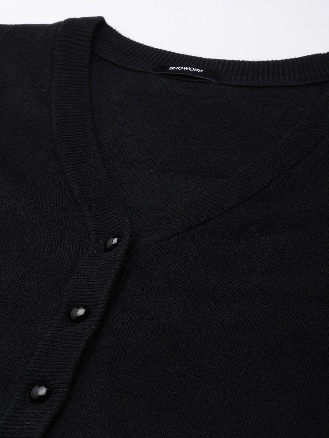Women's Solid Black Cardigan