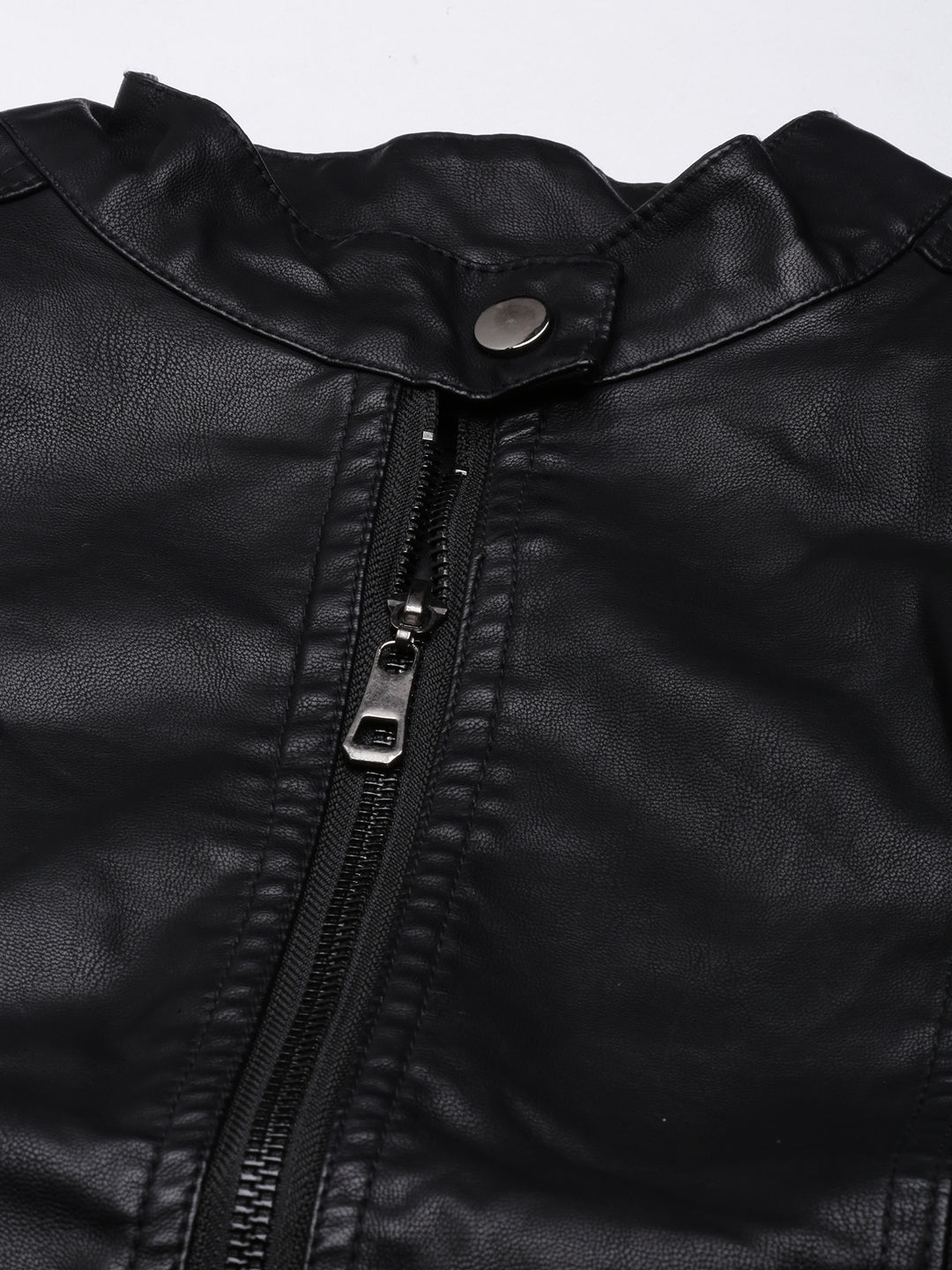 Women Solid Black Biker Jacket