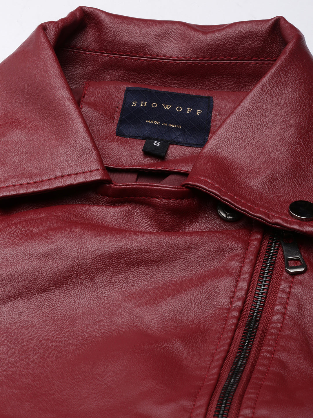 Women Solid Maroon Biker Jacket