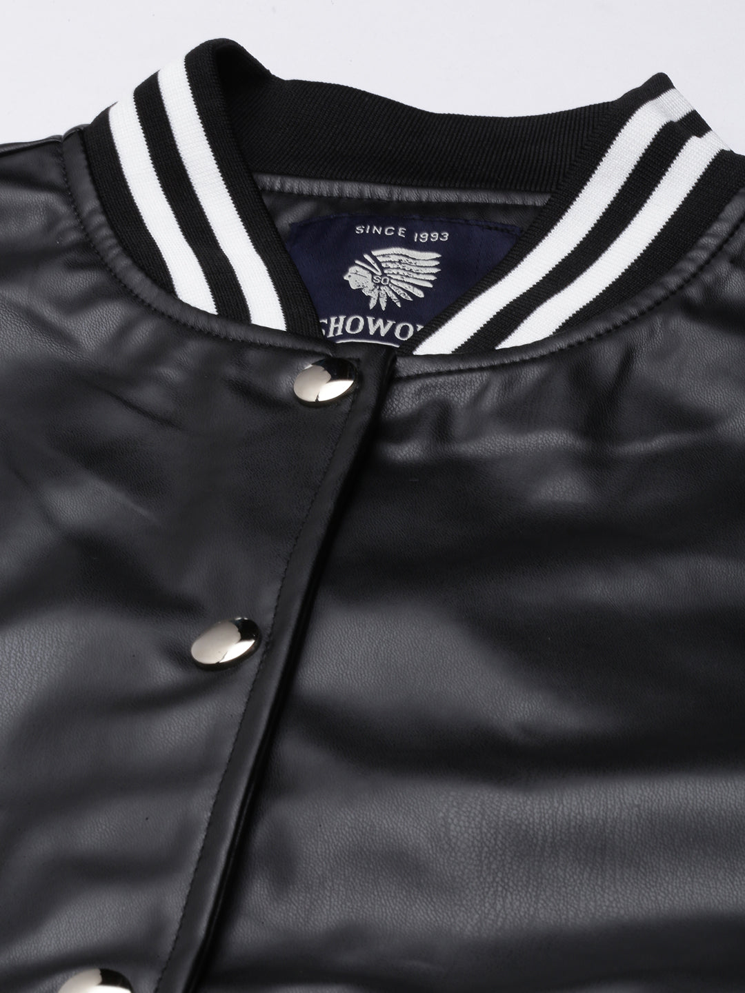 Women's Black Oversized Crop Varsity Jacket