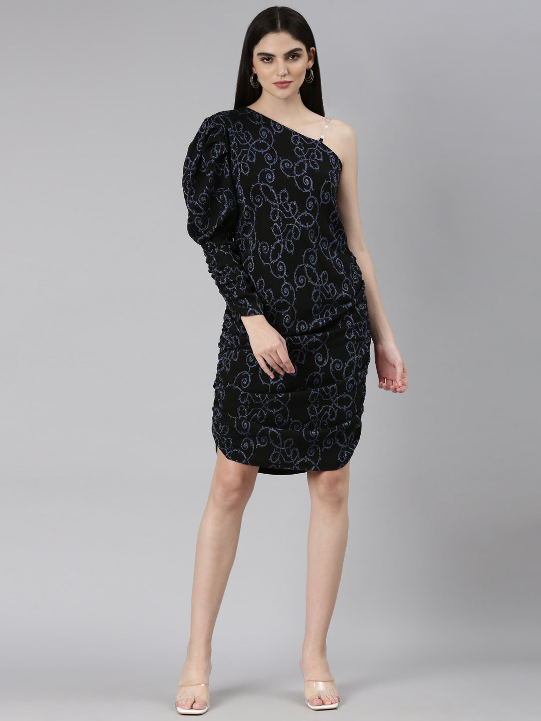 Women Black Printed Sheath Dress