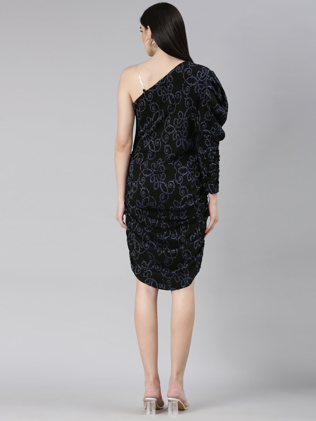 Women Black Printed Sheath Dress