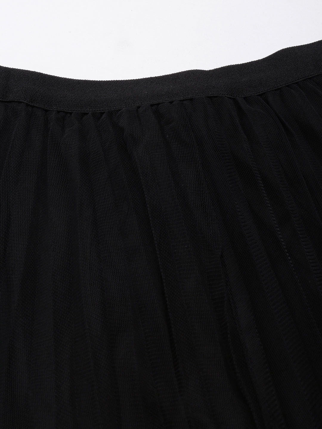 Women's Solid Black Flared Midi Sheer Skirt