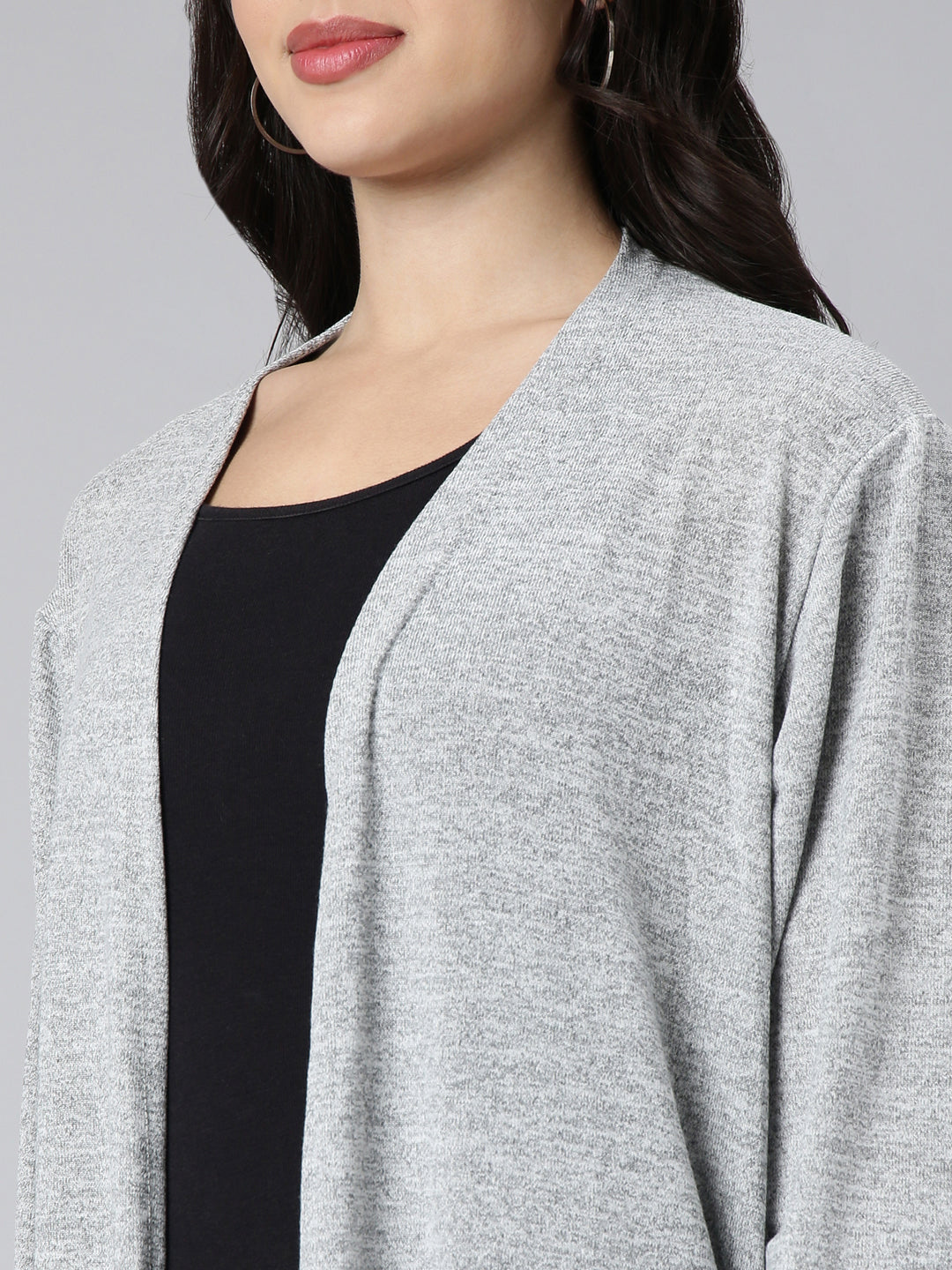 Women Solid Grey Shrug