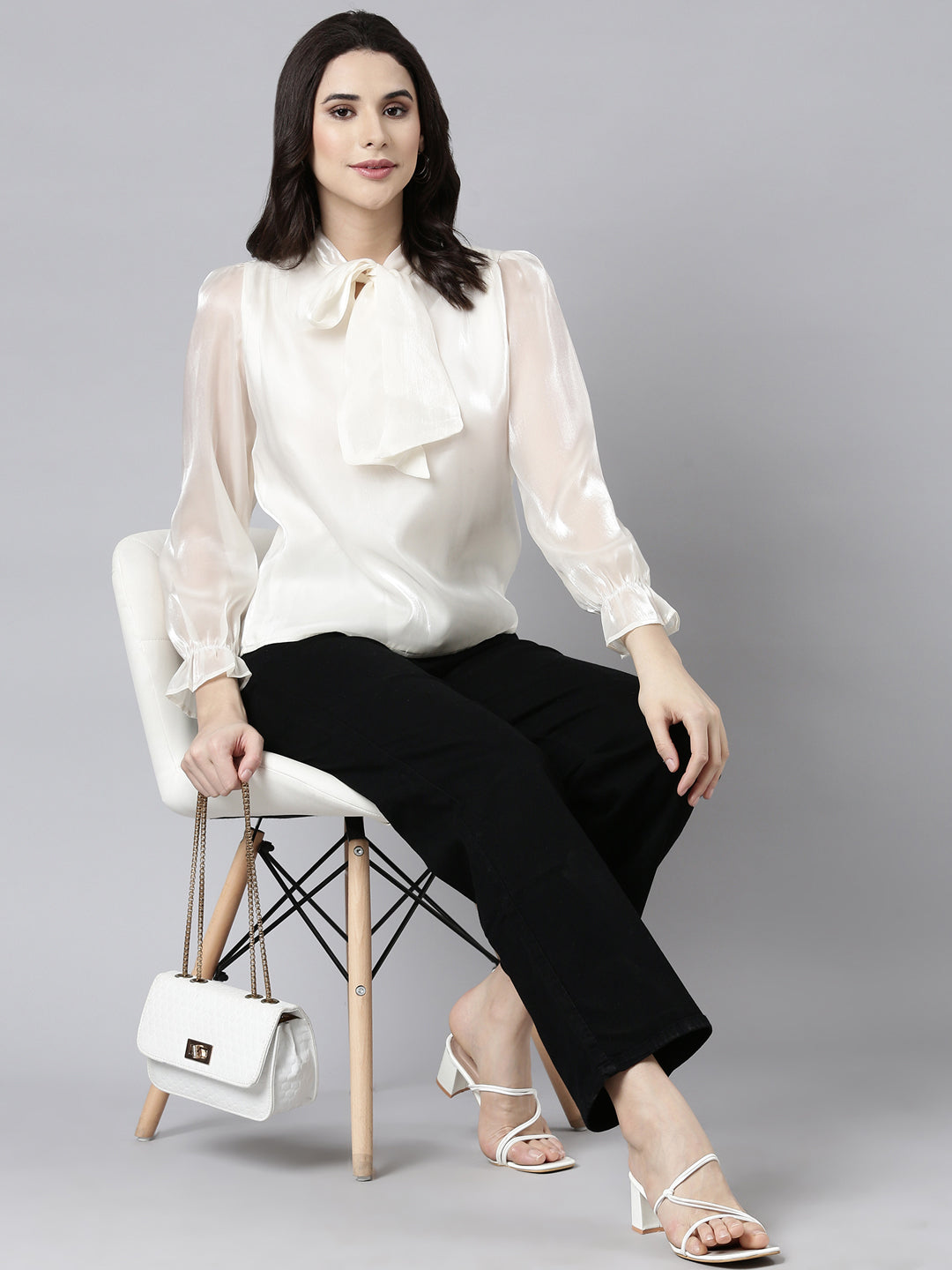 Women's Solid Cream Top