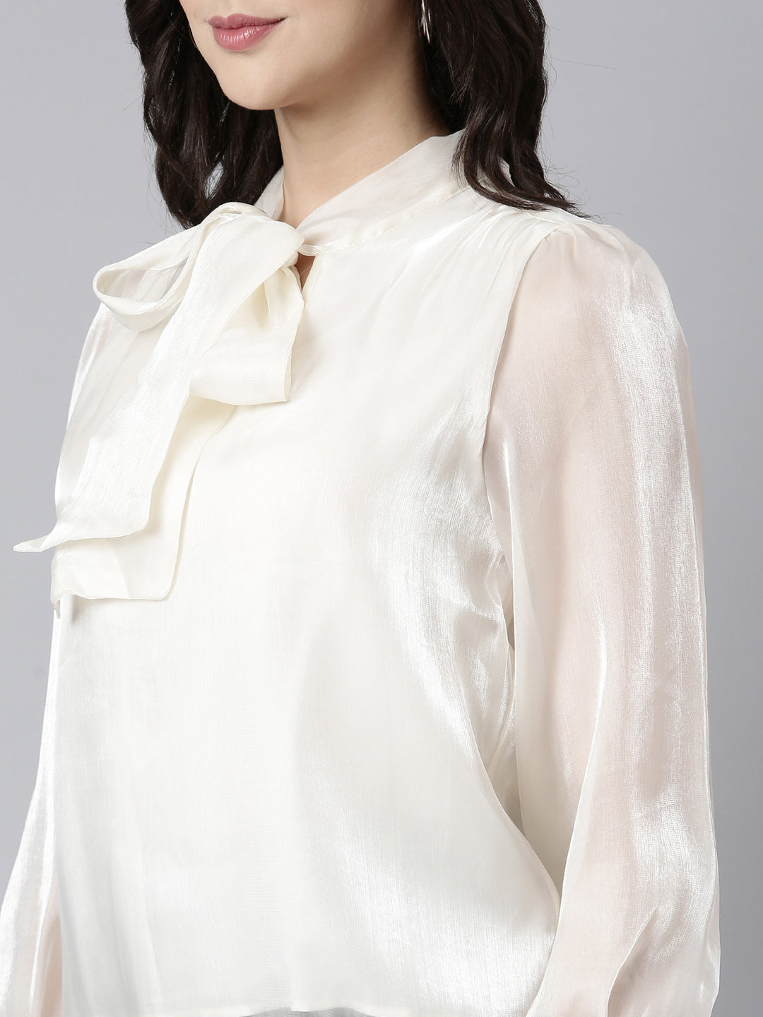 Women's Solid Cream Top
