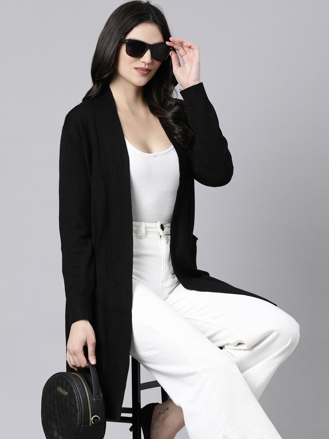 Women's Solid Black Shrug