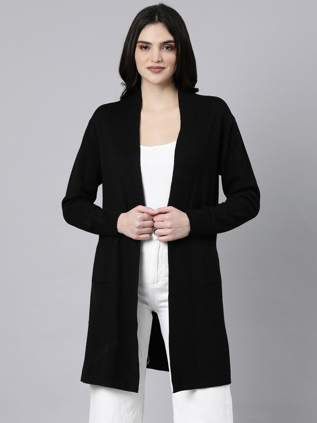 Women's Solid Black Shrug
