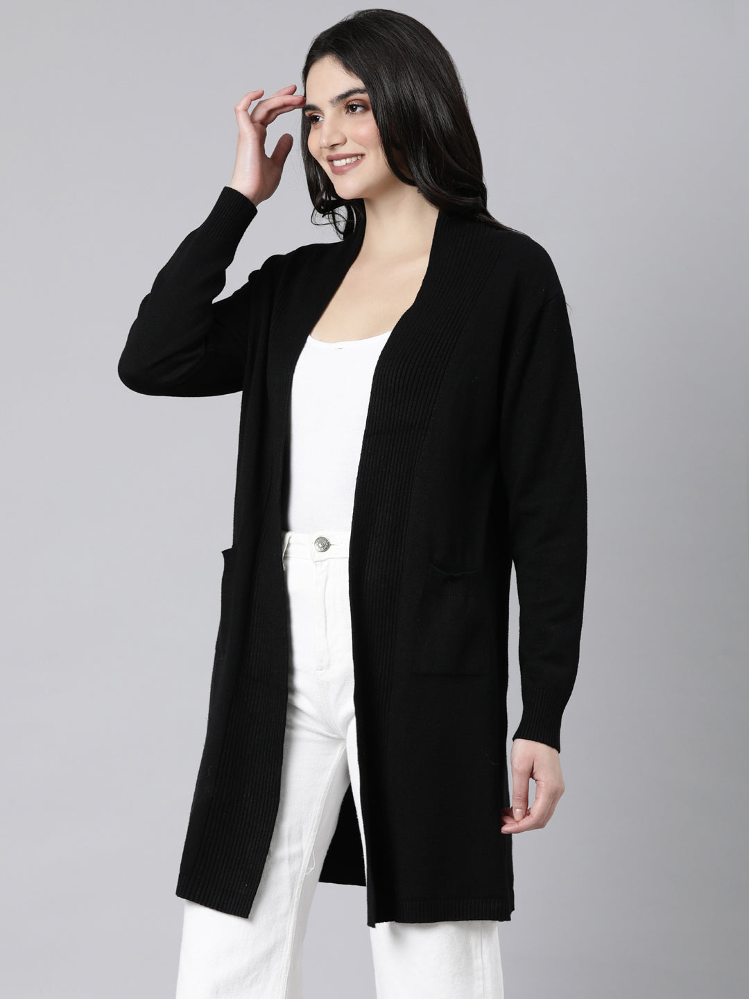 Women's Solid Black Shrug