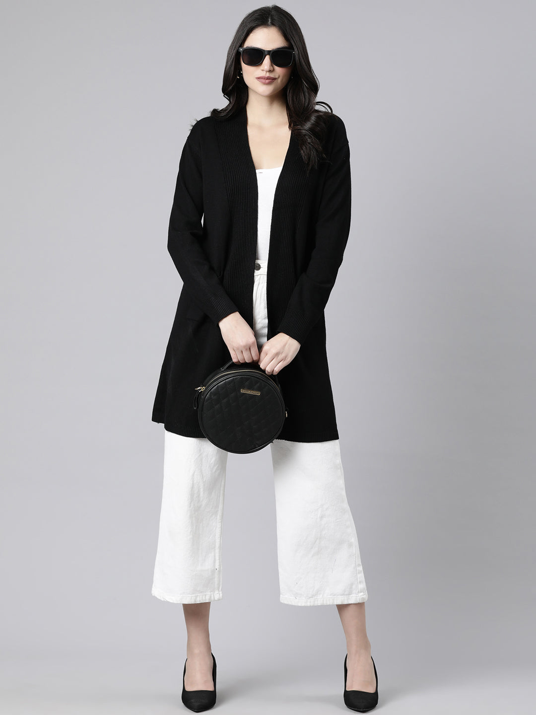 Women's Solid Black Shrug