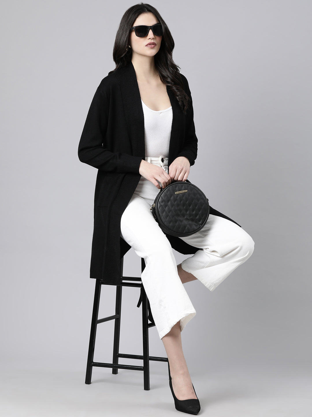 Women's Solid Black Shrug