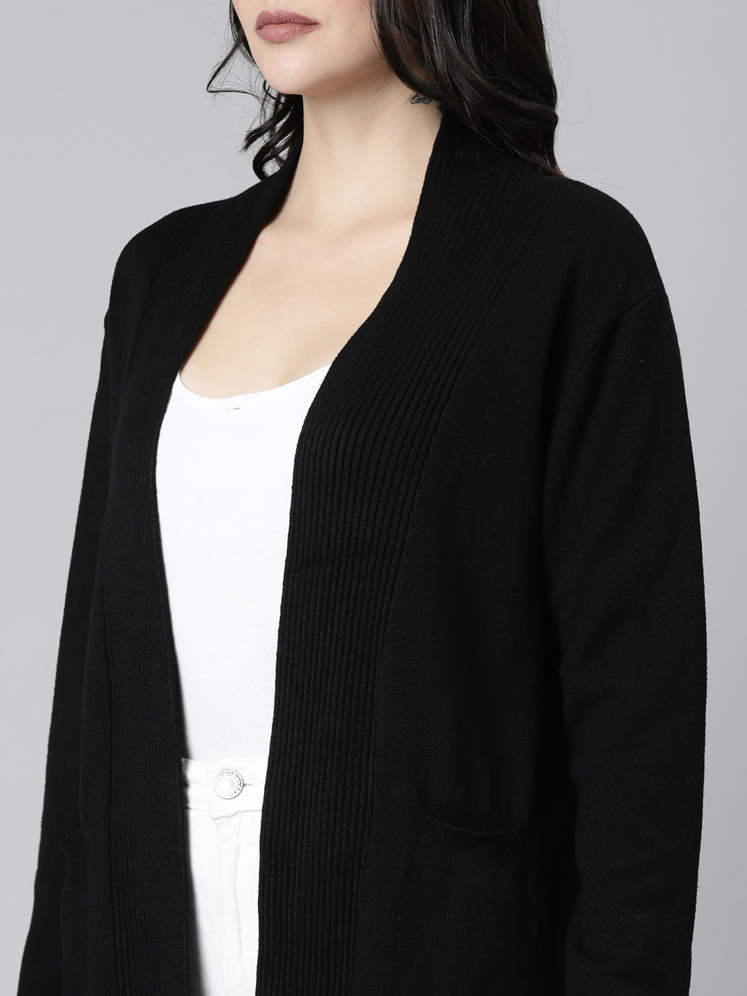 Women's Solid Black Shrug