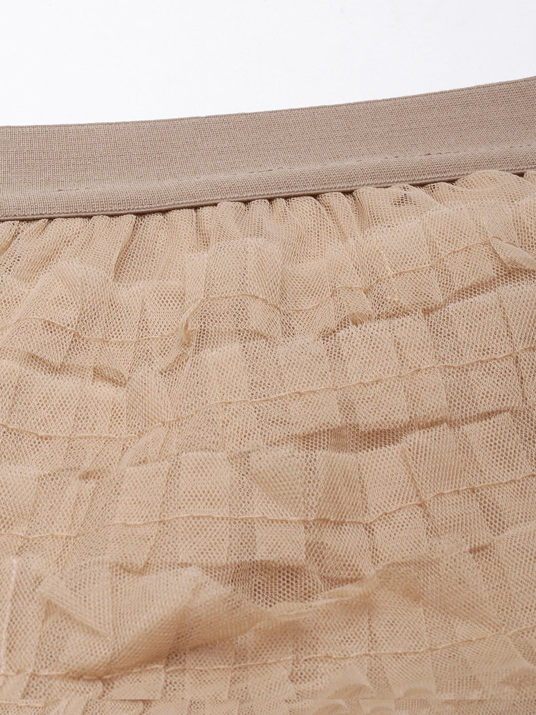 Women Solid Beige Flared Midi Skirt