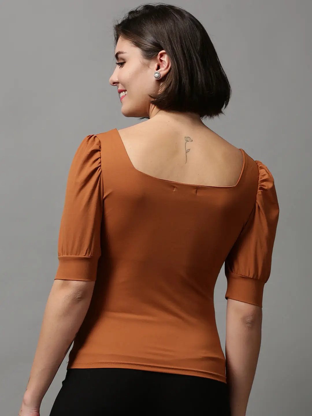 Women's Brown Solid Top