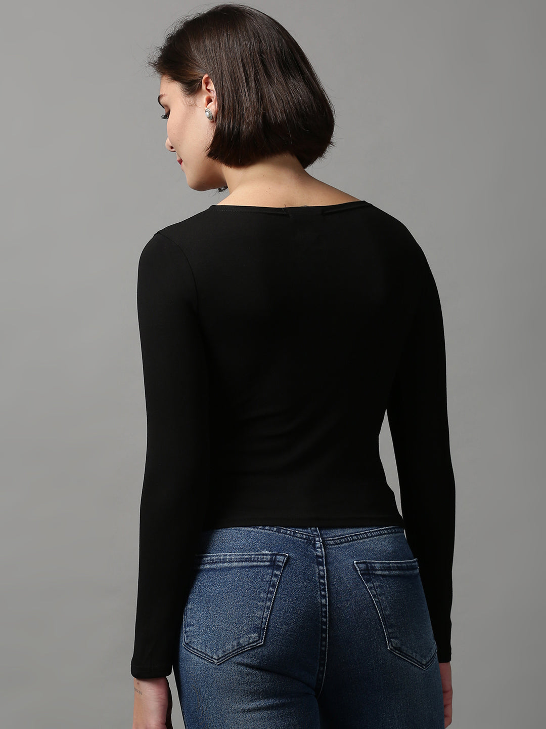 Women's Black Solid Top