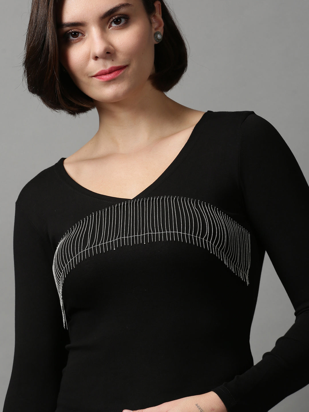 Women's Black Solid Top