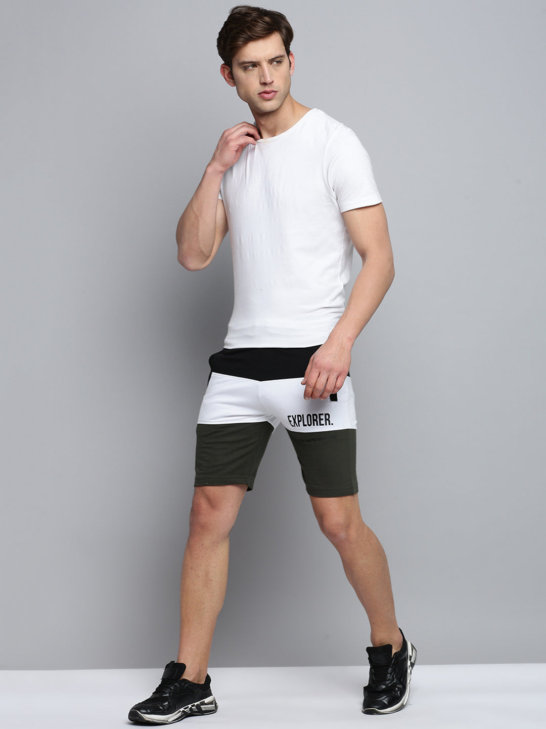 Men Black Colourblock Casual Shorts