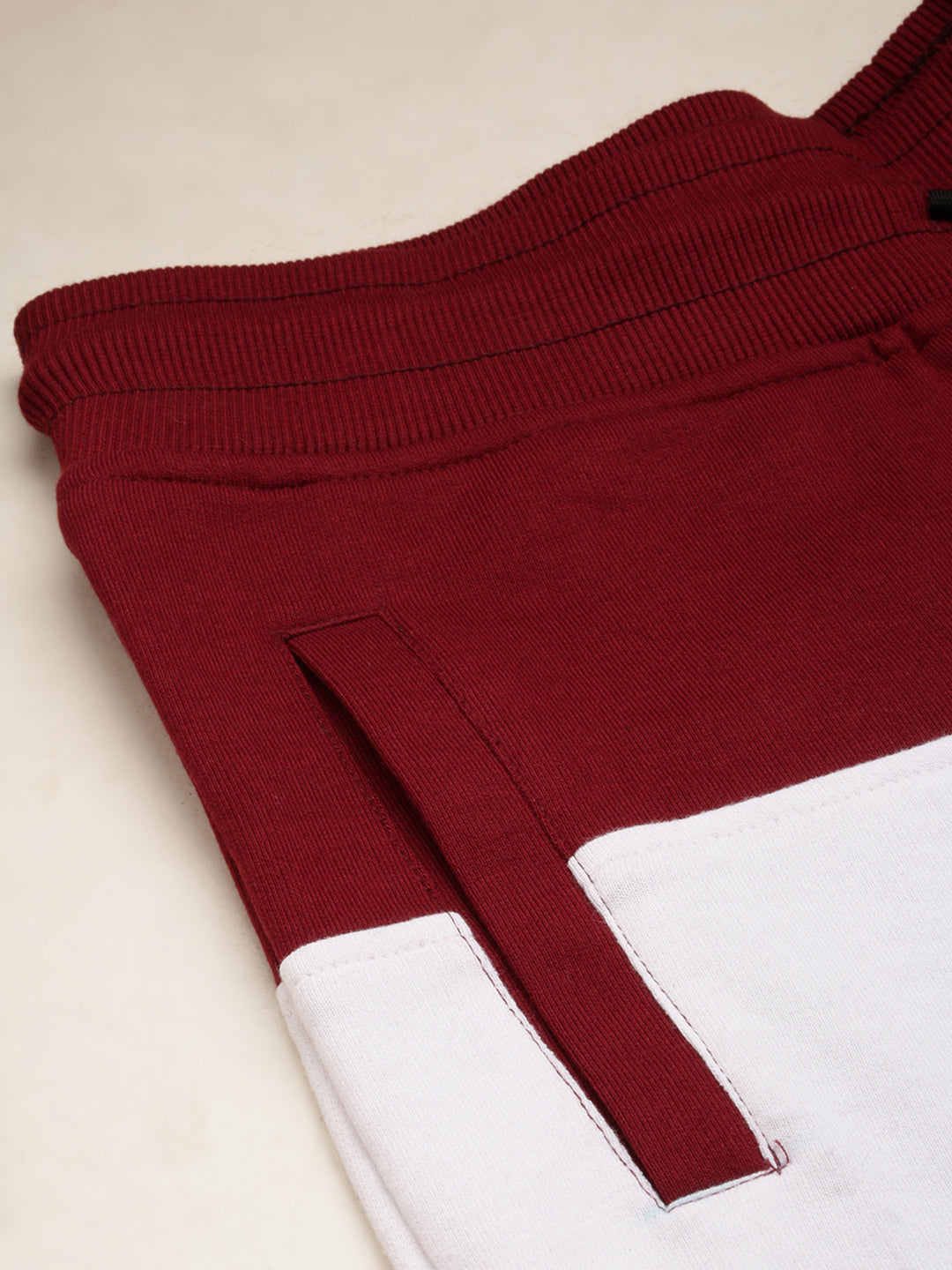 Men Maroon Colourblock Casual Shorts