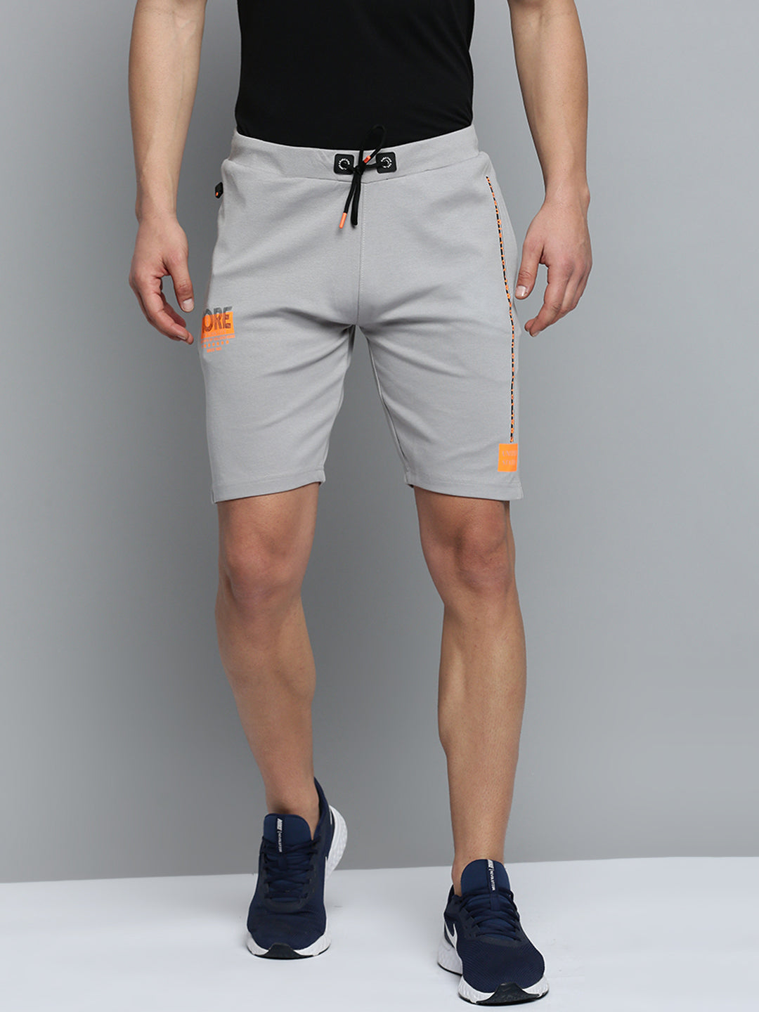 Men Grey Solid Casual Shorts