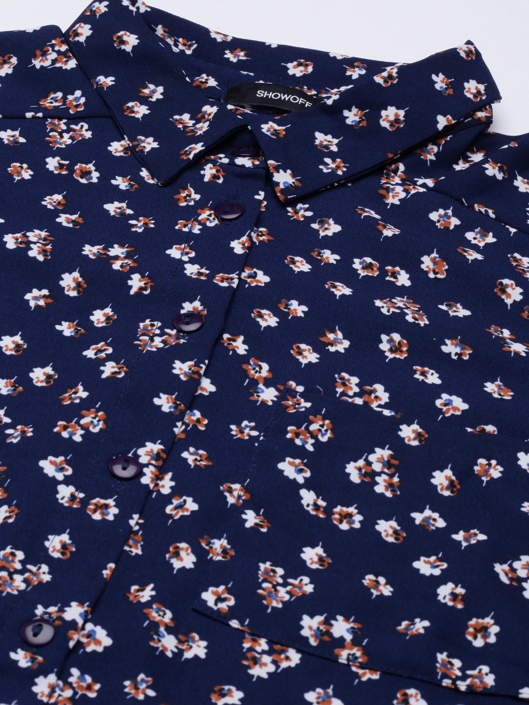 Women Navy Blue Floral Shirt