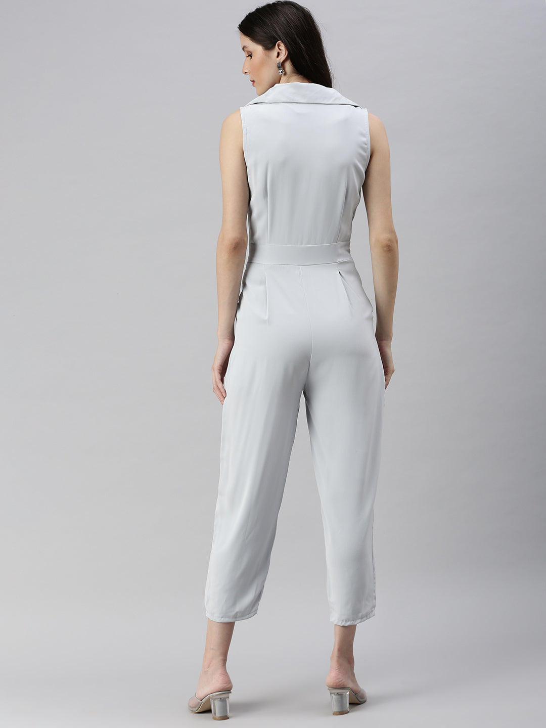 Women's Grey Solid Jumpsuit