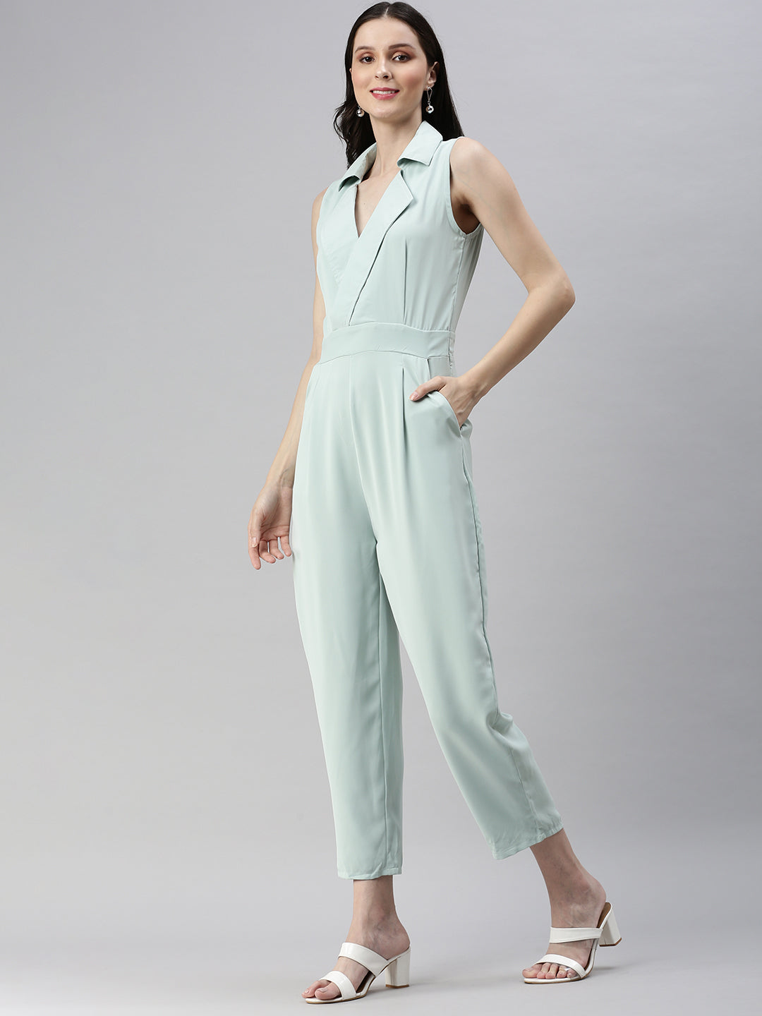 Women's Green Solid Jumpsuit