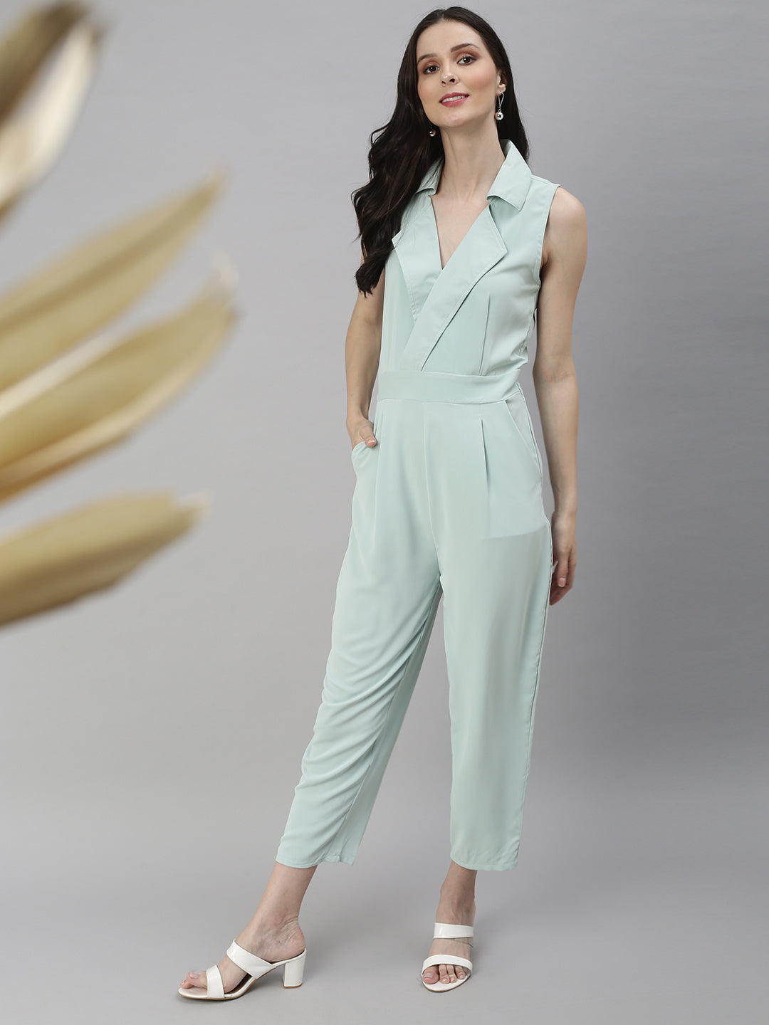 Women's Green Solid Jumpsuit