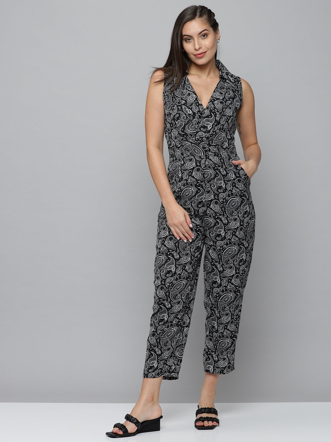 Women's Black Printed  Jumpsuit