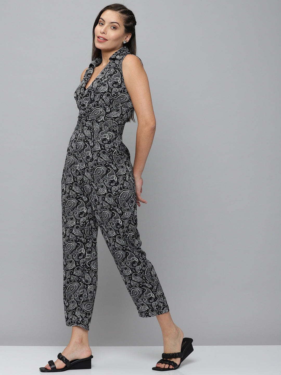 Women's Black Printed  Jumpsuit