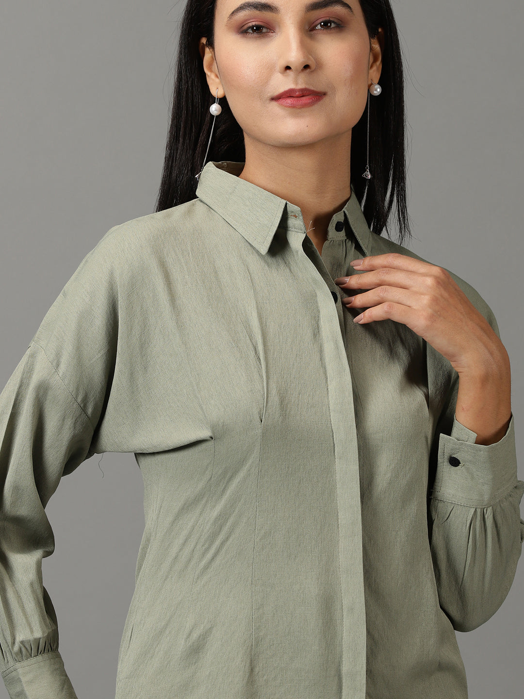 Women's Olive Solid Shirt