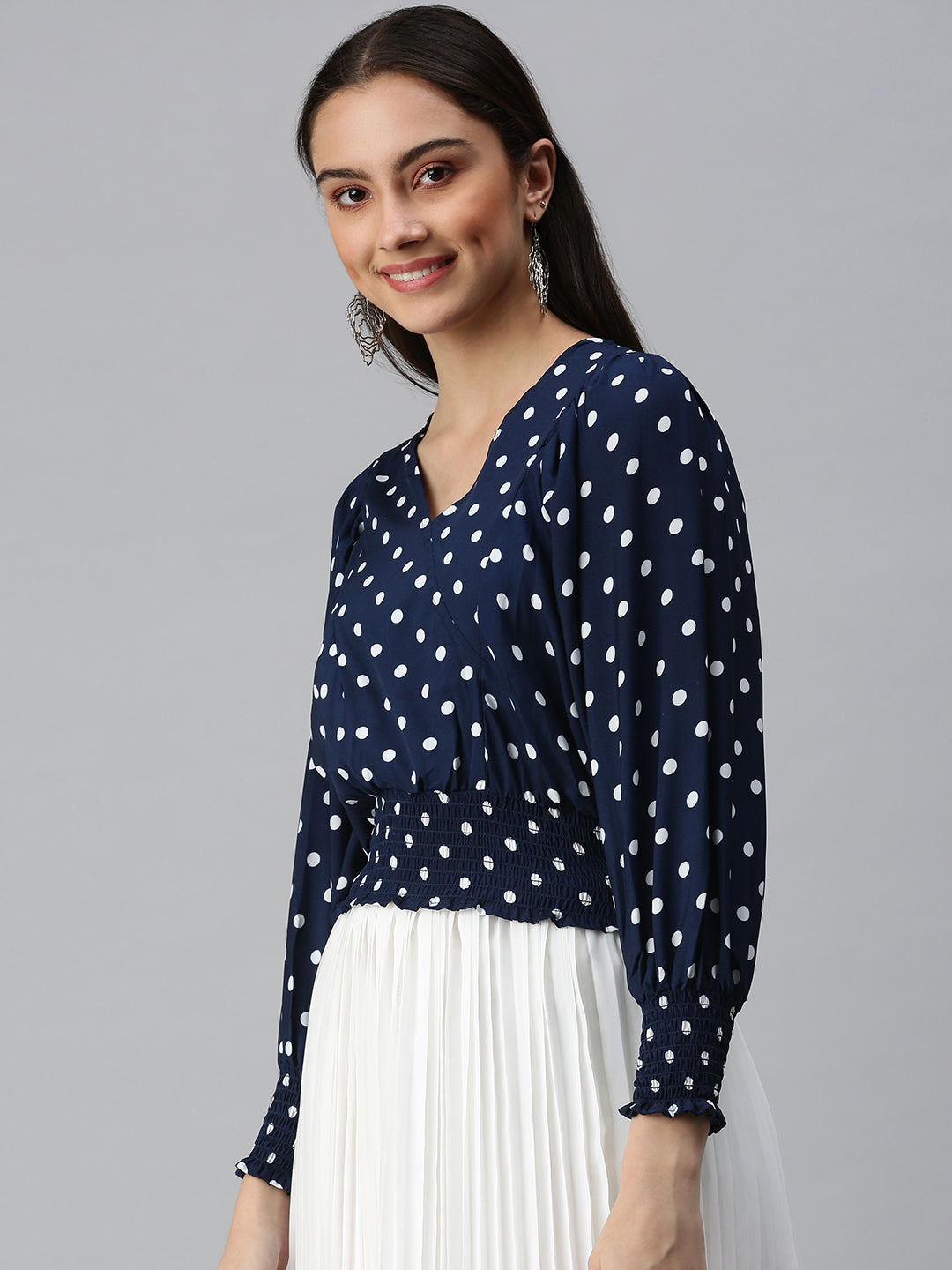 Women's Printed Navy Blue Top