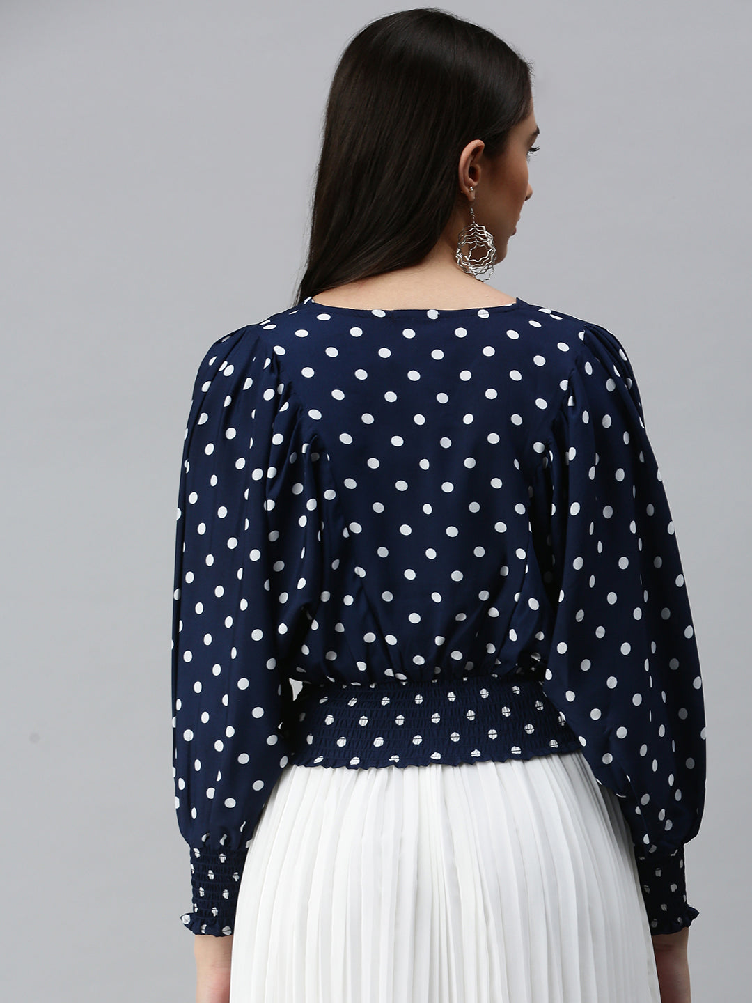 Women's Printed Navy Blue Top