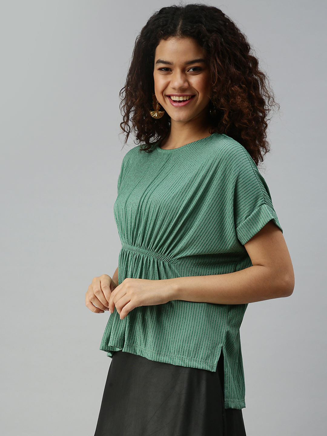 Women Green Solid Kaftan Top