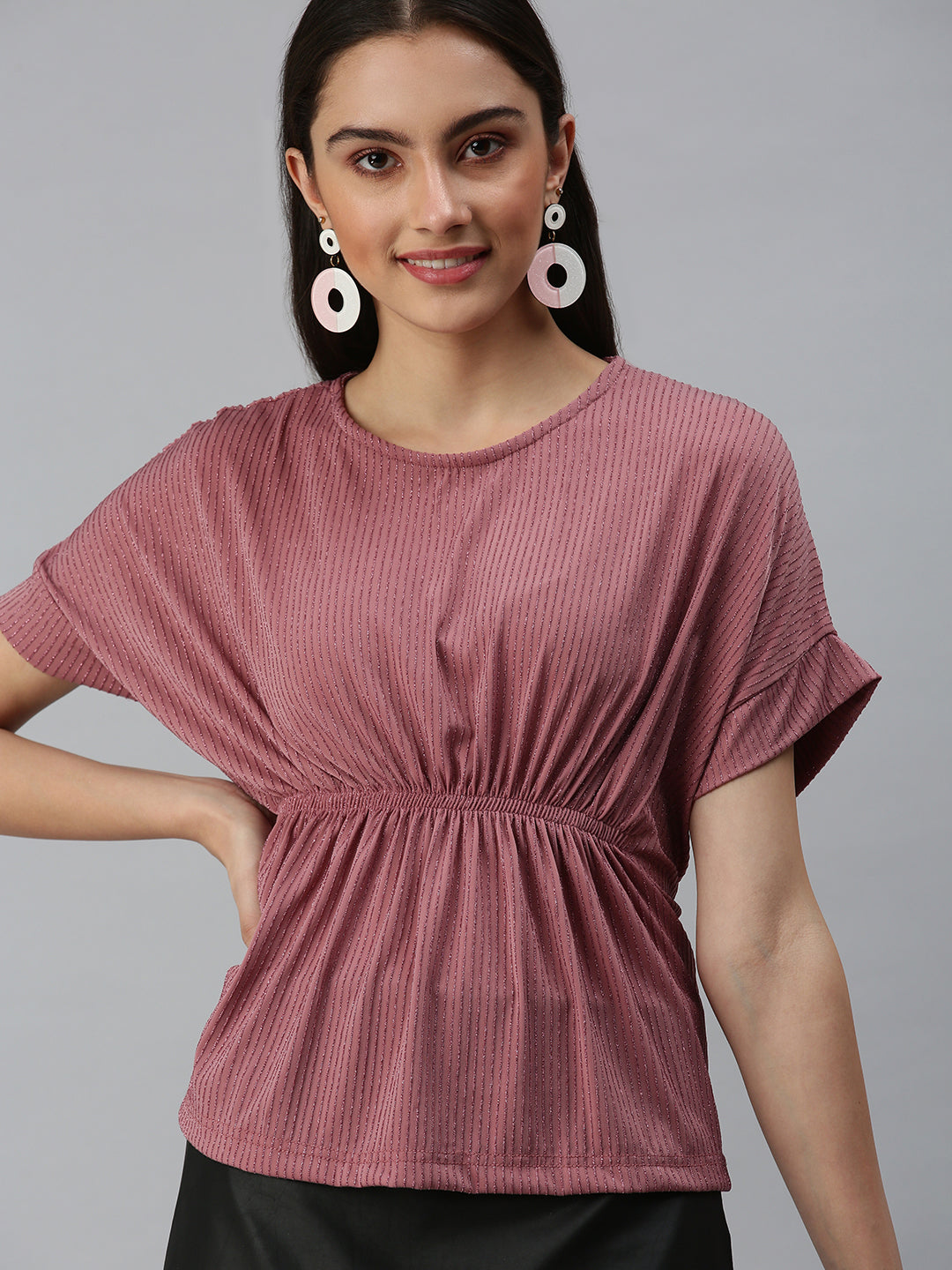 Women Mauve Solid Kaftan Top