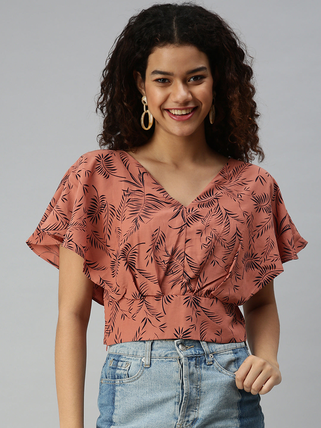 Women's Printed Brown Top