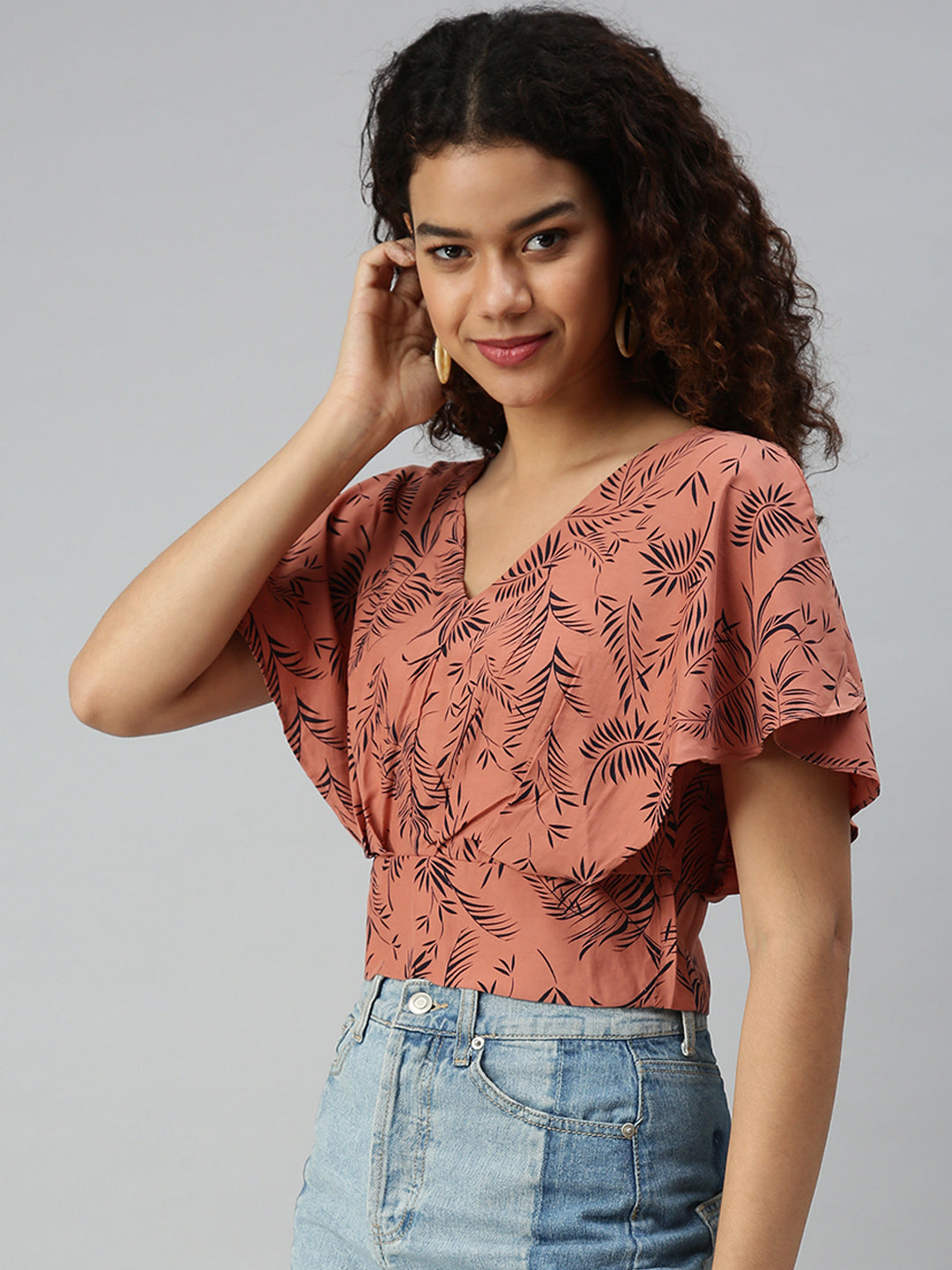 Women's Printed Brown Top