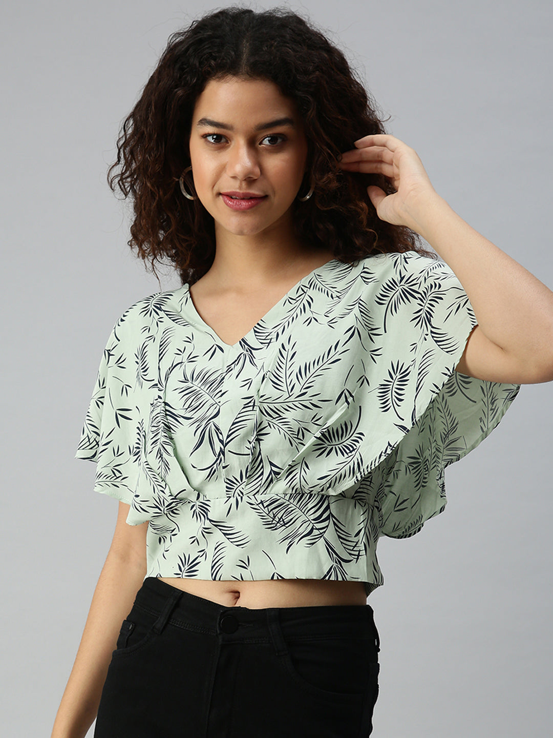 Women's Printed Green Top