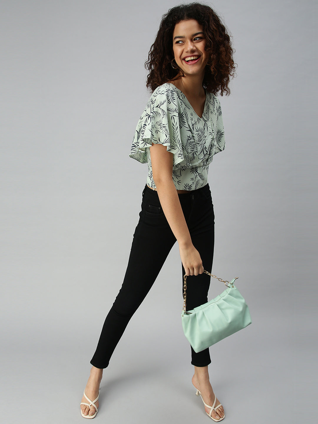 Women's Printed Green Top