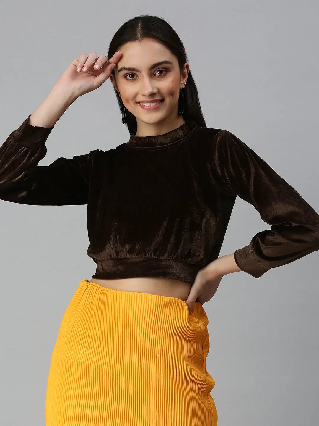 Women's Solid Brown Top