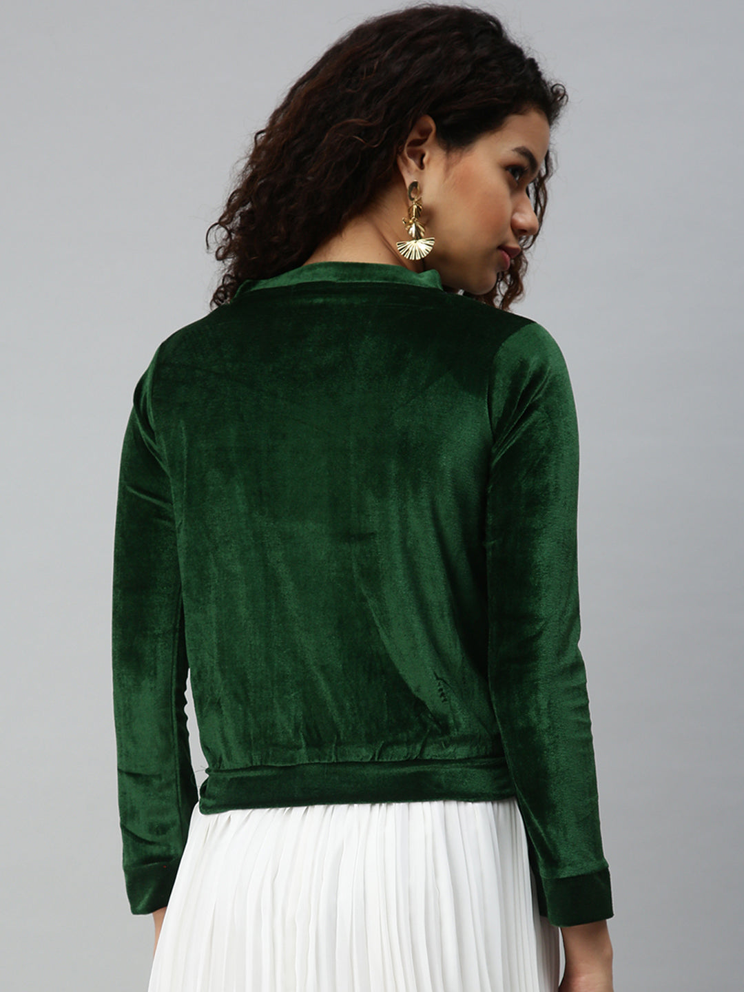 Women Green Solid Top