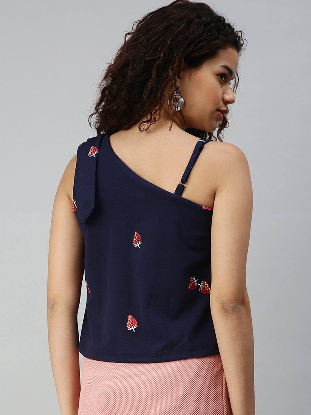 Women's Solid Navy Blue Top