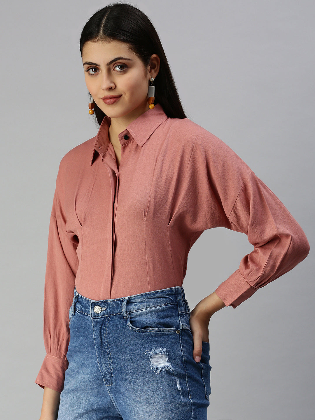 Women's Mauve Solid Shirt