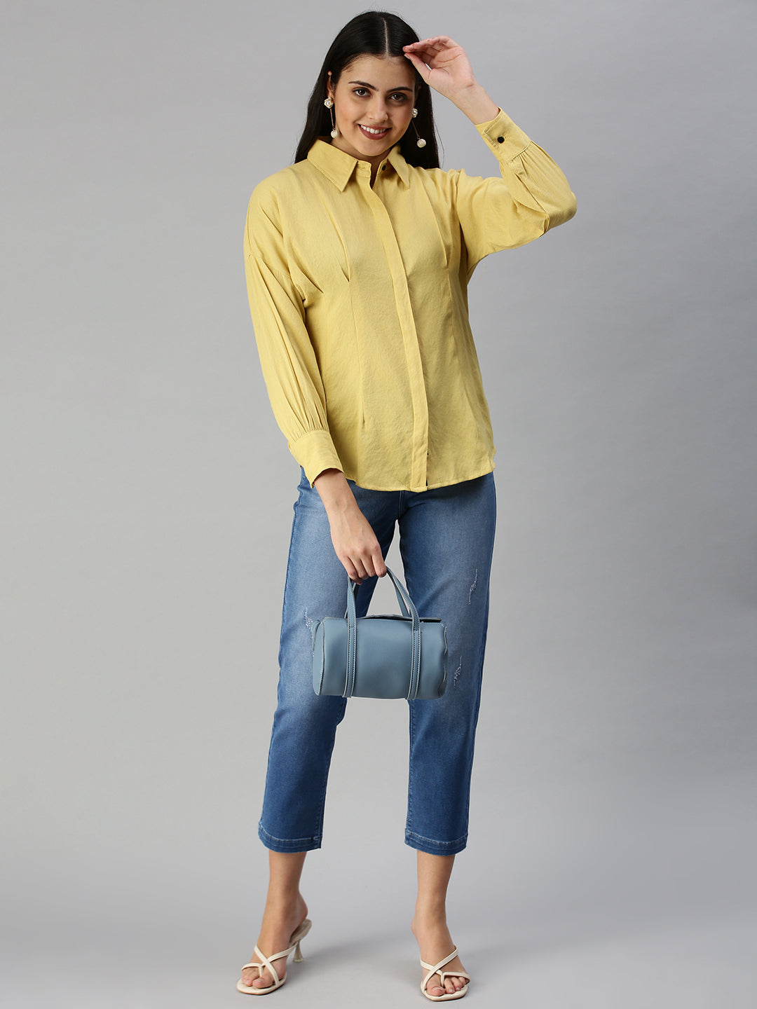 Women's Yellow Solid Shirt