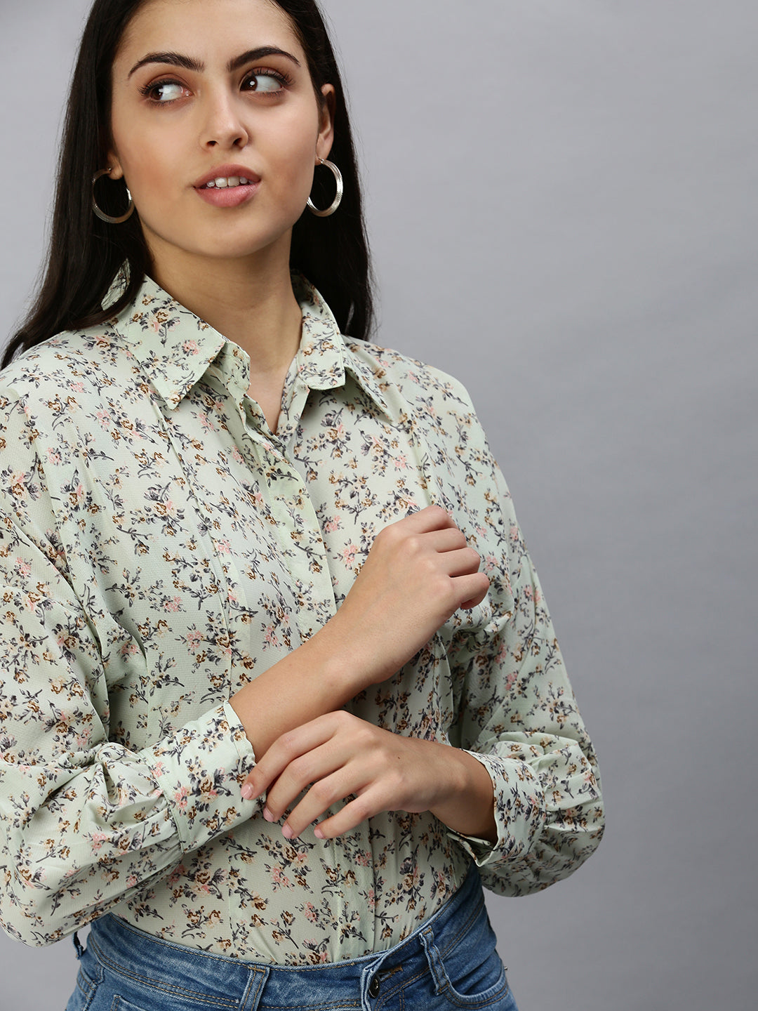 Women's Green Printed Shirt