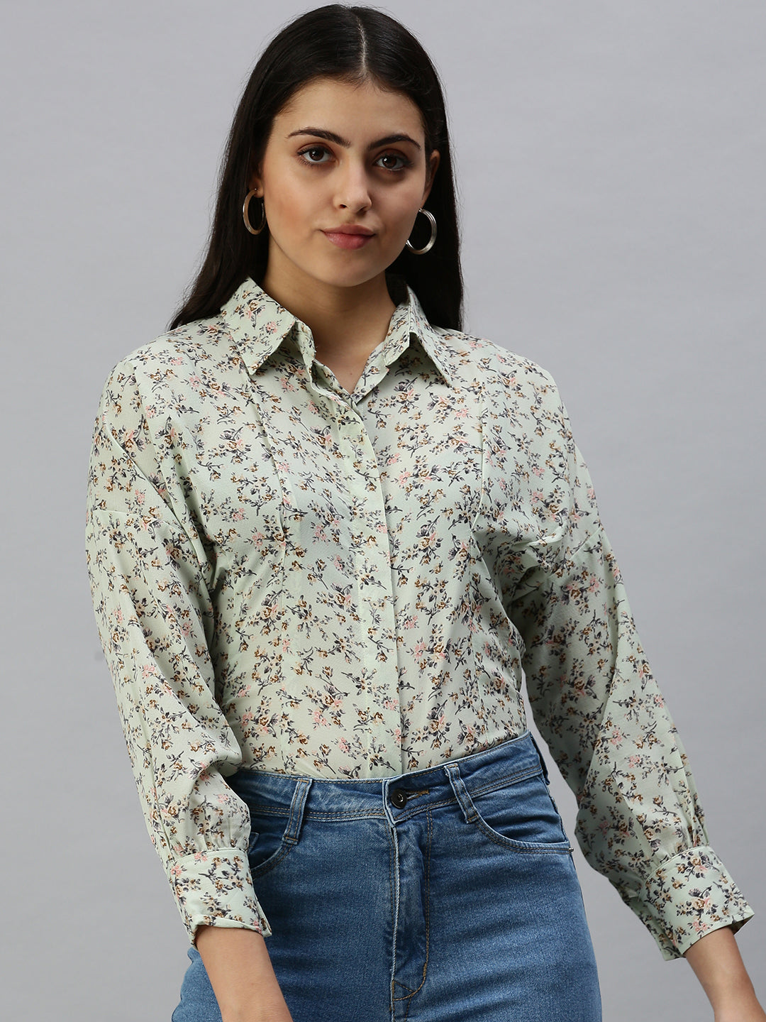 Women's Green Printed Shirt