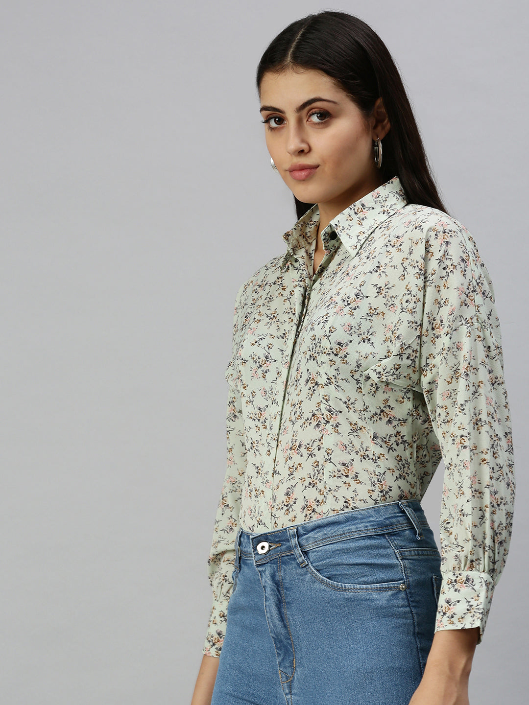 Women's Green Printed Shirt