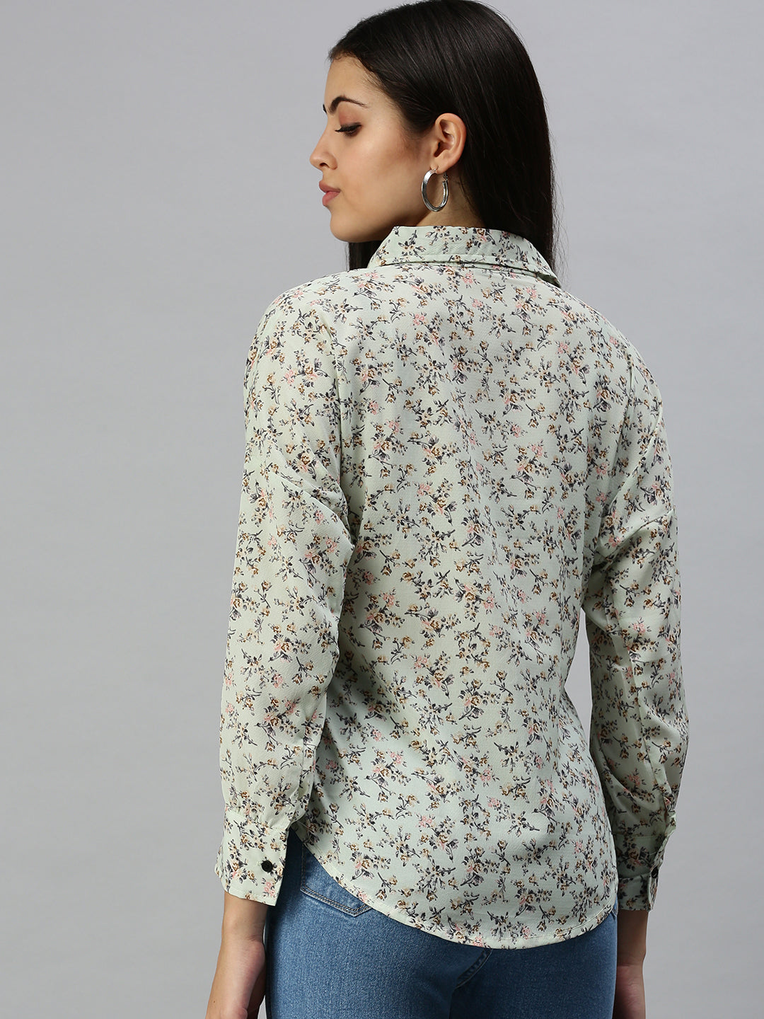 Women's Green Printed Shirt