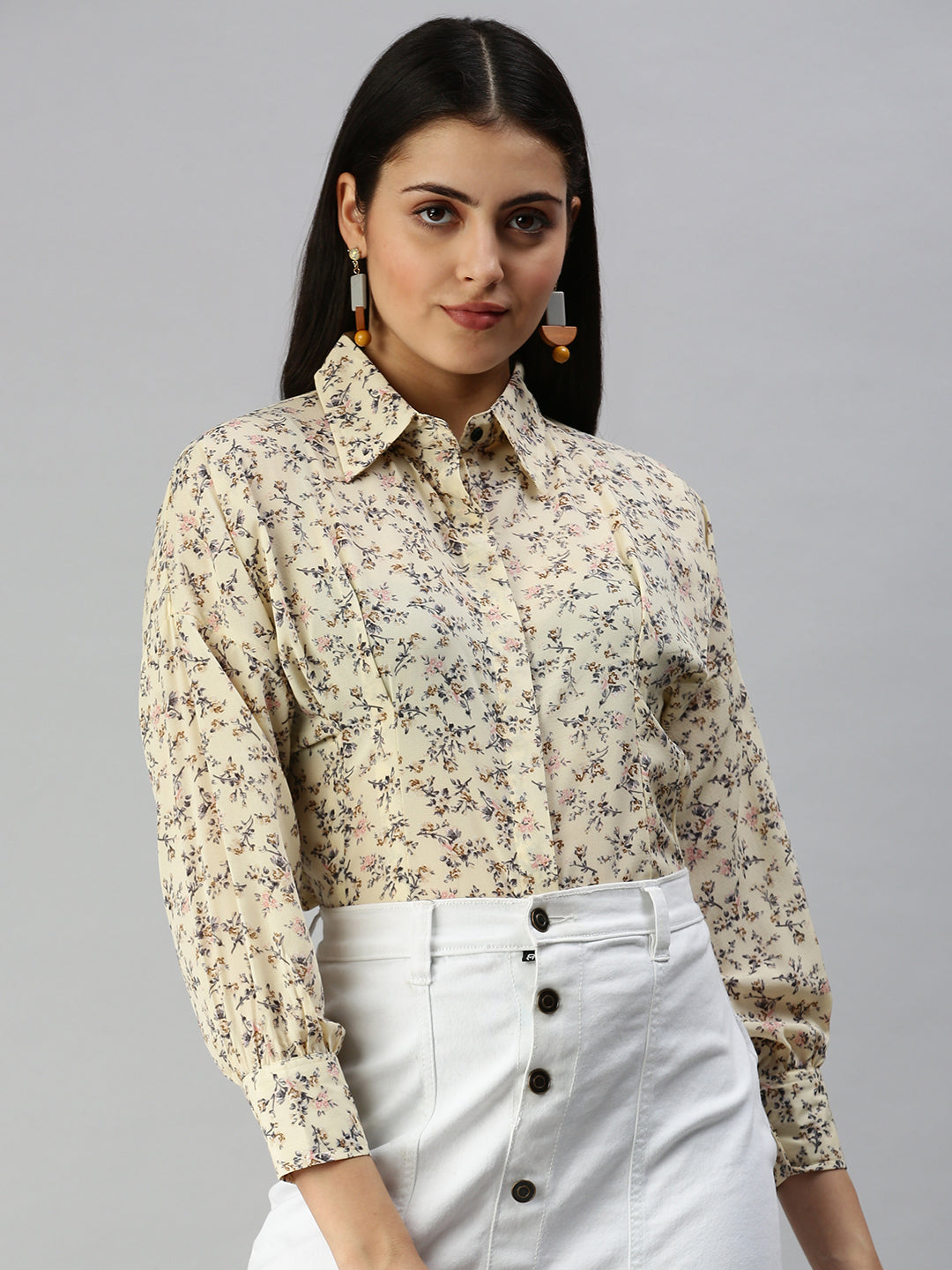 Women's Yellow Printed Shirt