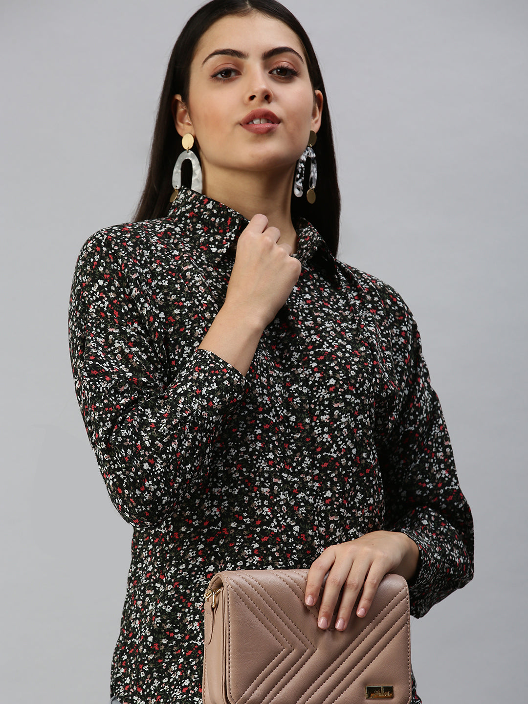 Women's Black Printed Shirt